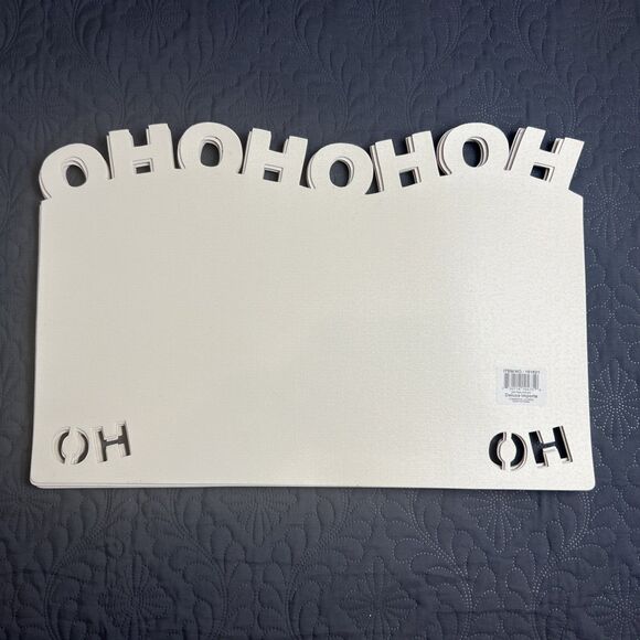 Deluxe Imports Christmas “HO HO HO”Placemats Holidays Set Of 6 Metallic Red USED - Picture 4 of 5